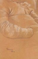 Faragó Géza (1877-1928): Látogató. Ceruza, fedőfehér, papír, jelzett, üvegezett fakeretben, 39,5×29,...