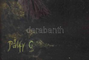 Pálfy G. jelzéssel: Hölgy kalappal. Olaj, vászon. 40x50 cm. Dekoratív fakeretben