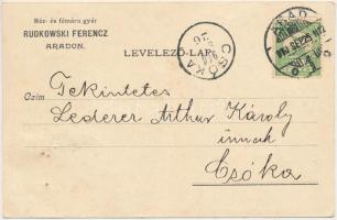 1910 Arad, Rudkowski Ferenc veres réz- és fém munkák gyára. Kiss Ernő utca 5. Szecessziós reklám, Bl...