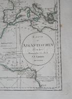 Az Atlanti-óceán északi része. Német nyelven feliratozott, kézzel határszínezett térkép, szerkesztet...