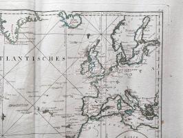 Az Atlanti-óceán északi része. Német nyelven feliratozott, kézzel határszínezett térkép, szerkesztet...