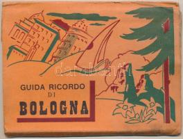 Guida Rocordo di BOLOGNA - leporello füzet 18 régi képeslappal, hátoldalon térképpel / leporello booklet with 18 pre-1945 postcards, map on the back side