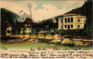 1905 Fenyőháza, Lubochna; posta, villa / post office, villa (fl)