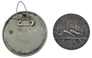 Vatikán ~1930. "XI. Pius pápa / Szent Callixtus-katakomba, Róma" ezüstözött bronz emlékére...