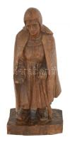 Szervátiusz Jenő (1903-1984): Koldus. Faragott fa, jelzett, "Szervátiusz 1920" 36 cm Sérül...