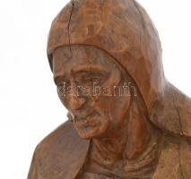 Szervátiusz Jenő (1903-1984): Koldus. Faragott fa, jelzett, "Szervátiusz 1920" 36 cm Sérül...