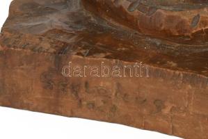 Szervátiusz Jenő (1903-1984): Koldus. Faragott fa, jelzett, "Szervátiusz 1920" 36 cm Sérül...