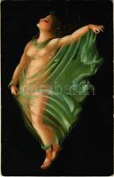 1919 Die Nacht. Pompeii / Erotic nude lady art postcard. Stengel litho