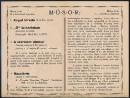 cca 1922 Tó-Mozi a Városligetben. Műsor. Szecessziós címlappal illusztrált prospektus. Bp., Thália-n...