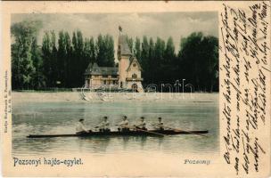 1899 (Vorläufer) Pozsony, Pressburg, Bratislava; Hajósegylet, evezősök. Hardmuth E. kiadása / rowing club, rowers (vágott / cut)
