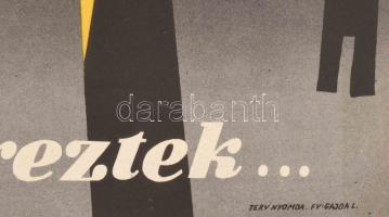 cca 1960-1970 Az úttesten rollereztek... Figyelemfelhívó, balesetmegóvó propaganda plakát, Terv nyom...