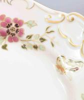 Zsolnay pillangó mintás süteményes készlet. Jelzett, teljes, hibátlan, dobozában, d: 16,5-26 cm