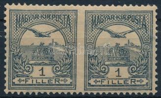 1900 Turul 1f középen fogazatlan pár (rozsda) / Mi 54 pair, imperforate in the middle (stain)