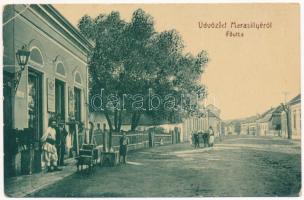 1910 Marosillye, Ilia; Fő utca, üzlet. W.L. Bp. 2085. Pannonia könyvnyomda kiadása / main street, shop (b)