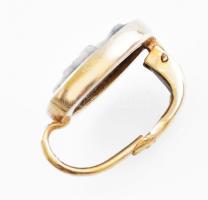 Arany (Au) 14K gyöngyház kámeás fülbevalópár, jelzett, 1,9×1,1 cm, bruttó: 4,7 g