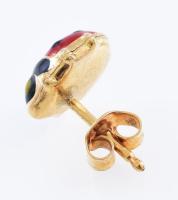 Arany (Au) 14K zománcfestett katica fülbevalópár, jelzett, 1,1×0,9 cm, bruttó: 1,5 g