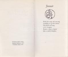 Radnóti Miklós
Naptár.
[Budapest], (1997). Helikon Kiadó (Gyomai Kner Nyomda Rt. [28] p.
A biblio...