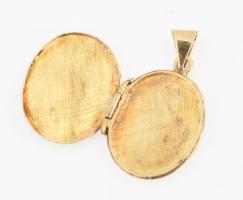 Arany (Au) 14K ovális képtartó medál, jelzett, 2,5×1,5 cm, nettó: 4,7 g