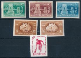 1949-1964 7 db vágott bélyeg stecklapon (40f és 60f rozsda folt / stain spot)