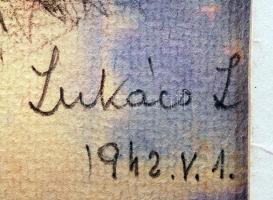 1942 Lukács Lajos (1942): Önarckép. Papír,ceruza, jelzett, paszpartuban, 23x30 cm