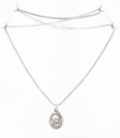 Ezüst (Ag) kígyó nyaklánc Mária medállal, jelzett, h: 45 cm, 2,3×1,3 cm, nettó: 5,1 g