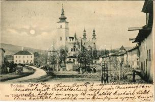 1905 Podolin, Podolínec (Szepes, Zips); Fő tér, templom. R. Schmidt kiadása / main square, church (EK)