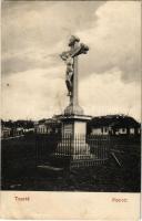 Tusnád, Piac tér, INRI feszület szobor / square, Crucifix monument (Rb)