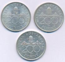 1992-1993. 200Ft "MNB" Ag (3x) T:AU,XF Adamo F13