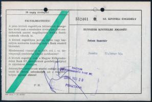 1981 Sebes Gusztáv (1906-1986), az Aranycsapat edzőjének devizakiviteli engedélye és madridi hotelsz...