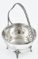 Ezüst (Ag) áttört négylábú bonbon kínáló, jelzett, d: 11 cm, m: 18 cm, nettó: 196 g