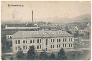 1916 Liptószentmiklós, Liptovsky Mikulas; M. kir. állami polgári iskola, gyár. W.L. Bp. 2520. Maczner Ignác kiadása / school, factory (kopott sarkak / worn corners)