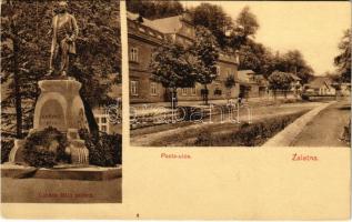 1913 Zalatna, Zlatna; Lukács Béla szobra, Posta utca / monument, street view (EK)