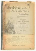 1894 Rundschau der Wiener-Neustätder Warte im Rosaleingebirge (Körkép a bécsújhelyi magaslatról). Rajzolta: A. Jirasek. H.n., (1894), Section Wr.-Neustadt des Oesterr. Touristen-Club. Sérült és részben javított gerinccel és papírborítóban, foltos lapokkal. 208x19 cm