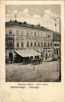 1917 Szászrégen, Reghin; Städtischer Gasthof / Városi szálloda, üzletek. E. Fabritius &amp; Co. / hotel, shops (EB)