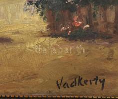 Vadkerty jelzéssel: Virágos porta. Olaj, karton. Dekoratív fakeretben, 25×35 cm