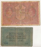 Csehszlovákia 1919. 1K + 5K T:VG folt, szakadás Czechoslovakia 1919. 1 Korun + 5 Korun C:VG spot, tear