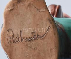 H. Ráhmer Mária (1911-1998): Cipészfiú, festett mázas kerámia, jelzett, kis kopással, m: 24 cm