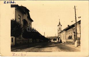 1940 Zsibó, Jibou; utca, templom / street, church. photo (EK)