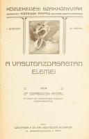 Vasúttörténeti kolligátum. 4 mű egybekötve a Közlekedési Szakkönyvtár sorozatból. Szabolcsy Antal. Dr.: A vasutgazdaságtan elemei , Szarvassy György: A vasúti statisztika alapelemei., Maurer Vilmos: A vasutak pénzügyei, Szekula Gyula: A vasúti dijszabások és tarifapolitika alapelemei. Budapest, 1919. Wodianer F. és Fiai. Korabeli, gerincén aranyozott, feliratos, félvászon kötésben. Szép példány!