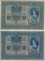 1902. 1000K "1218 94648" felülbélyegzés nélkül + 1000K "1483 19873" piros "...