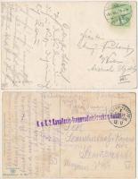 2 db régi német katonai művészlap malaccal / 2 pre-1945 German military art postcards + K.u.k. feldp...
