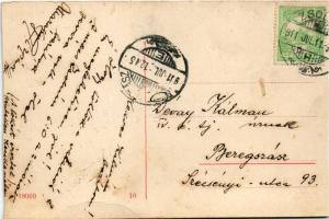 1911 Zsolna, Sillein, Zilina; Fő tér, Kereskedelmi Bank rt., Hingel Dániel gyógyszertára / main squa...