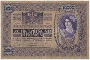 1918. 10.000K piros "MAGYARORSZÁG" felülbélyegzéssel, "1001 51465" sorszámmal, e...