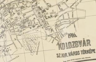 1916 Kolozsvár sz. kir. város térképe, kiadja: Baga István kőnyomdai műintézet, Kolozsvár, kisebb sz...
