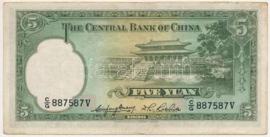 Kína / Central Bank of China 1936. 5Y T:F China / Central Bank of China 1936. 5 Yuan C:F Krause P#21...