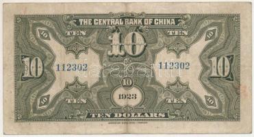 Kína / Central Bank of China 1923. 10Y T:F folt China / Central Bank of China 1923. 10 Yuan C:F spot Krause P#176