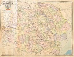 1933-1934 Románia megyei és közigazgatási térképe, Institutul Cartografic Unirea Brassó, szakadásokkal, 64×84 cm