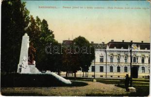 Karánsebes, Caransebes; Ferenc József tér a király szoborral. W.L. Bp. 1474. / Piata Francise Josif cu statua regelni / square, monument (fl)