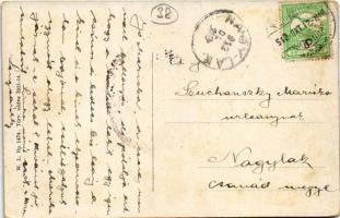 Karánsebes, Caransebes; Ferenc József tér a király szoborral. W.L. Bp. 1474. / Piata Francise Josif ...