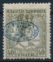 Debrecen 1919 Zita 40f fordított felülnyomással / Mi 42 with shifted overprint. Signed: Bodor